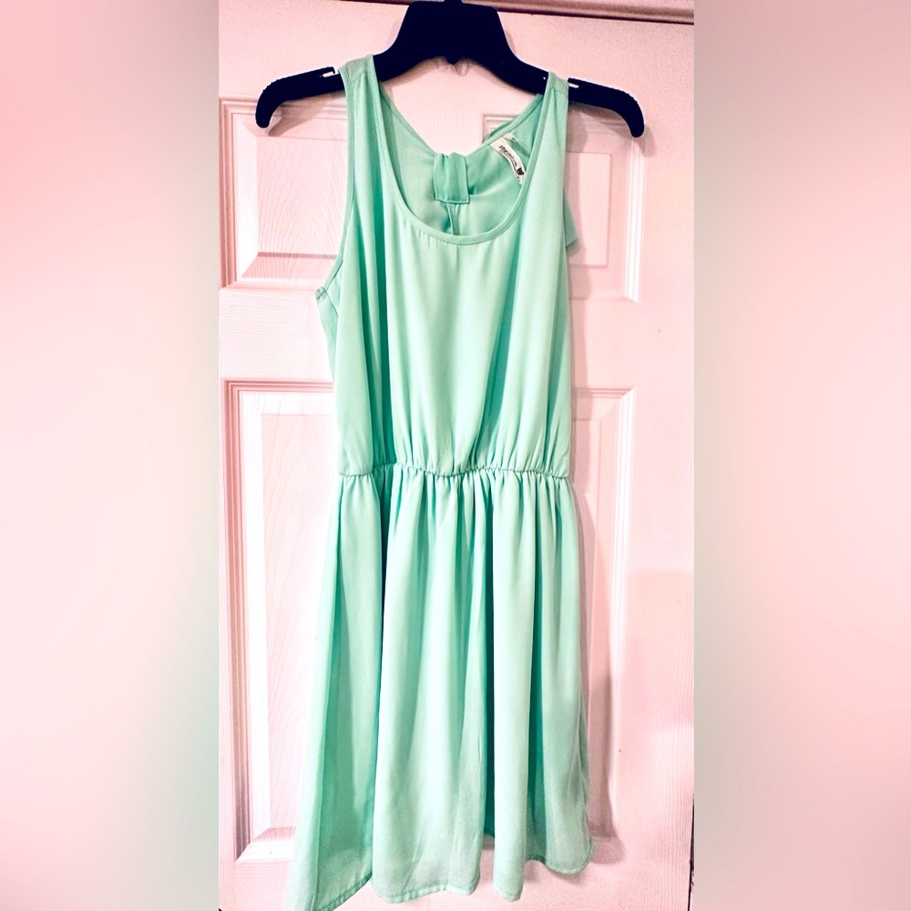 Mint green bow detail dress